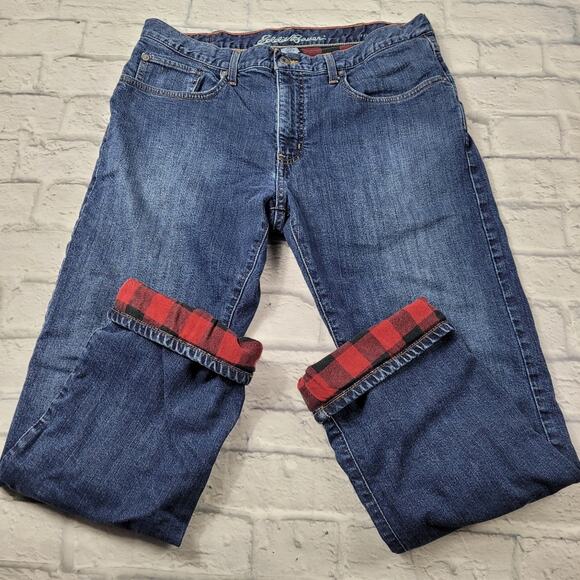Eddie Bauer Straight Fit Flannel Lined Jeans size 38 - Picture 1 of 16